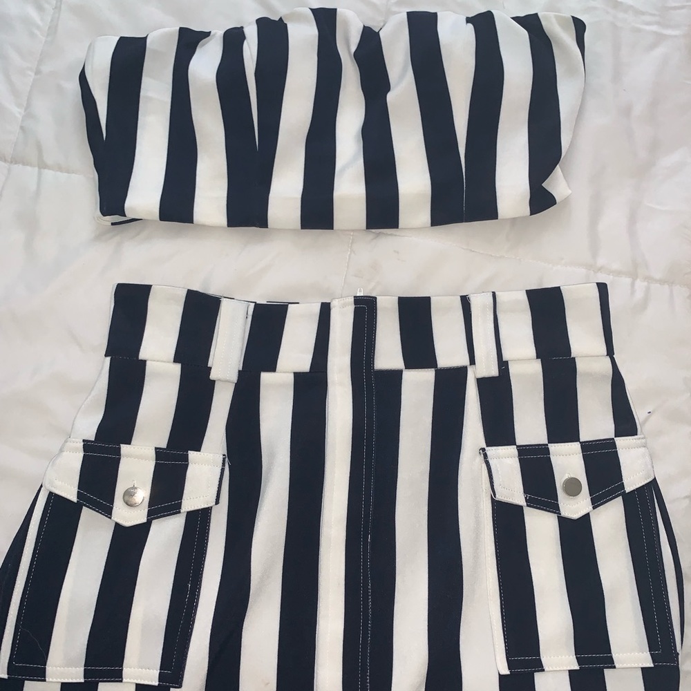 Designer two piece blue and white